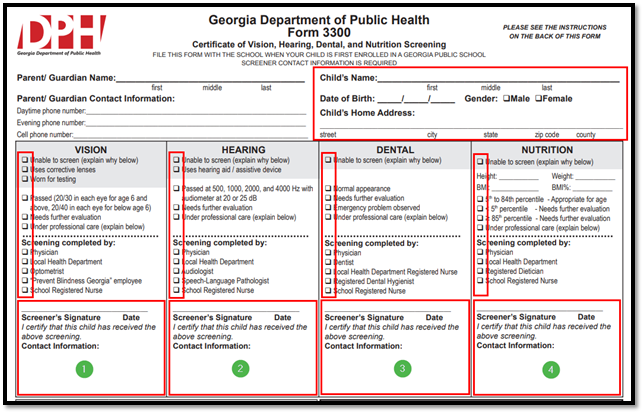 Georgia Department of Health Form 3300 – GCA Student & Family Help Center