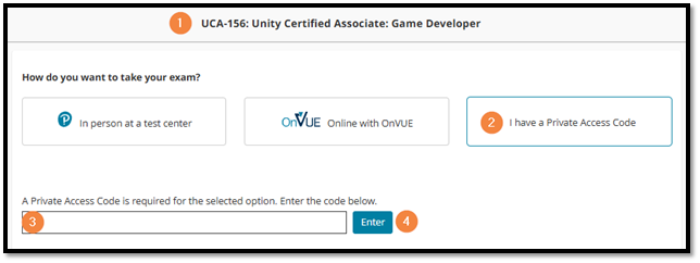 Unity I have a private access code.png